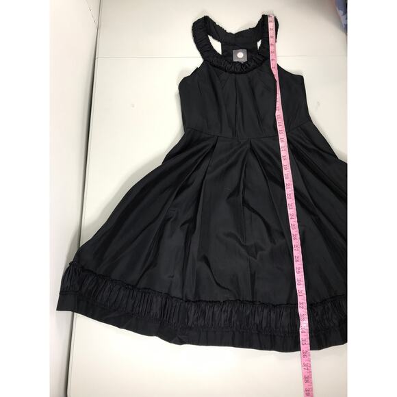 Quillaree Anthropologie Pleated Ruffle Black Dress 100% Silk Cocktail Womens 6 - Picture 13 of 14
